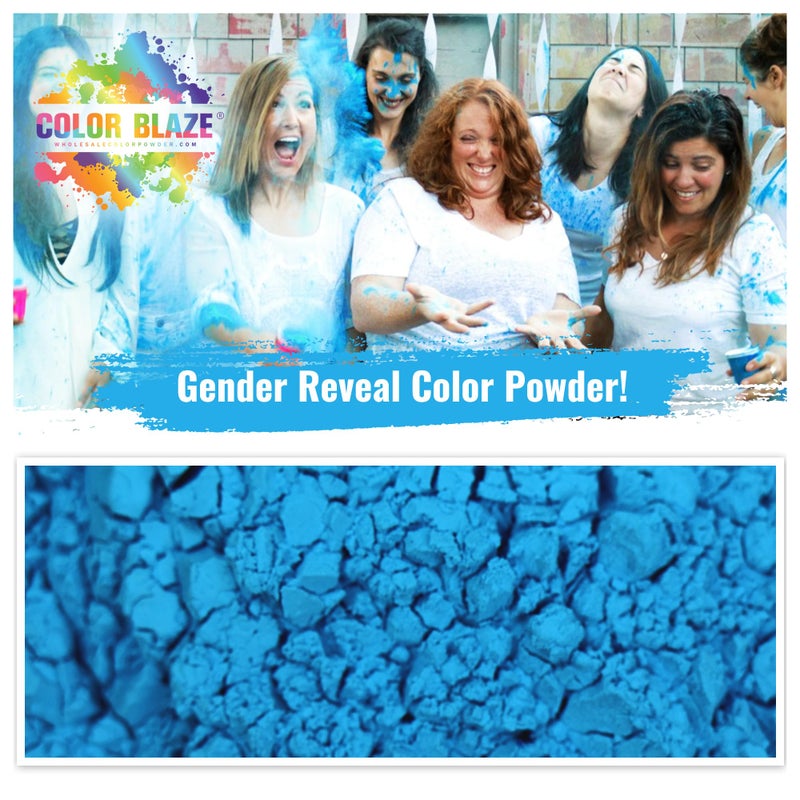 Color Blaze Blue Baby Gender Reveal Powder - 2 Pounds of Colored Powder for Boy - for Motorcycle Burnout, Toss, Photoshoot, Party & Festival - Combo Pack of 2 Bags with 1 Pound - Blue - Image 2
